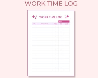 Small Business Work Time Log, Work Time Log Printable, Work Time Log for Goodnotes, Planner Insert A4, US, Classic and Mini Planner Sizes