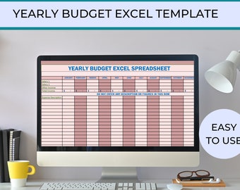 Yearly Budget Excel Template Download, Income & Expense Tracker, Easy Excel Budget, Annual Budget Excel Spreadsheet, Yearly Budget Planner