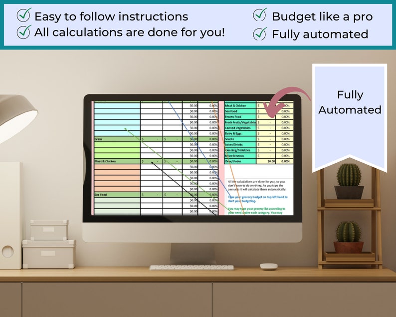 Weekly Grocery Budget, Take Control of Your Spending, Automated Easy Excel Spreadsheet, Save Money on Your Groceries, Weekly Grocery Planner image 3