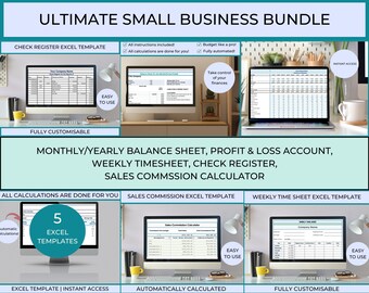 Pacchetto Excel per piccole imprese: budget, fatture, fogli presenze, strumenti finanziari (download digitale)