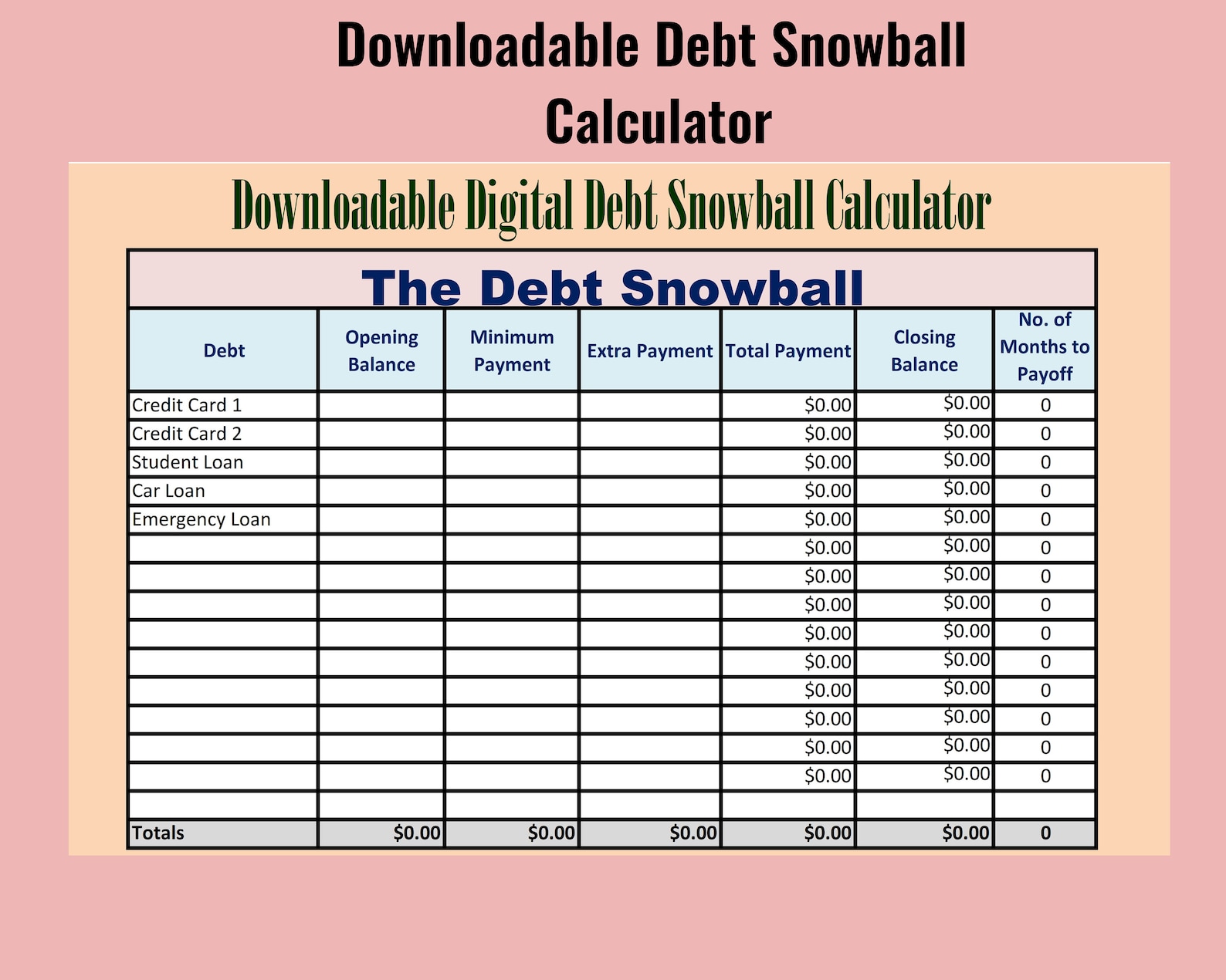 Easy to use Digital Debt Snowball Excel Template Etsy