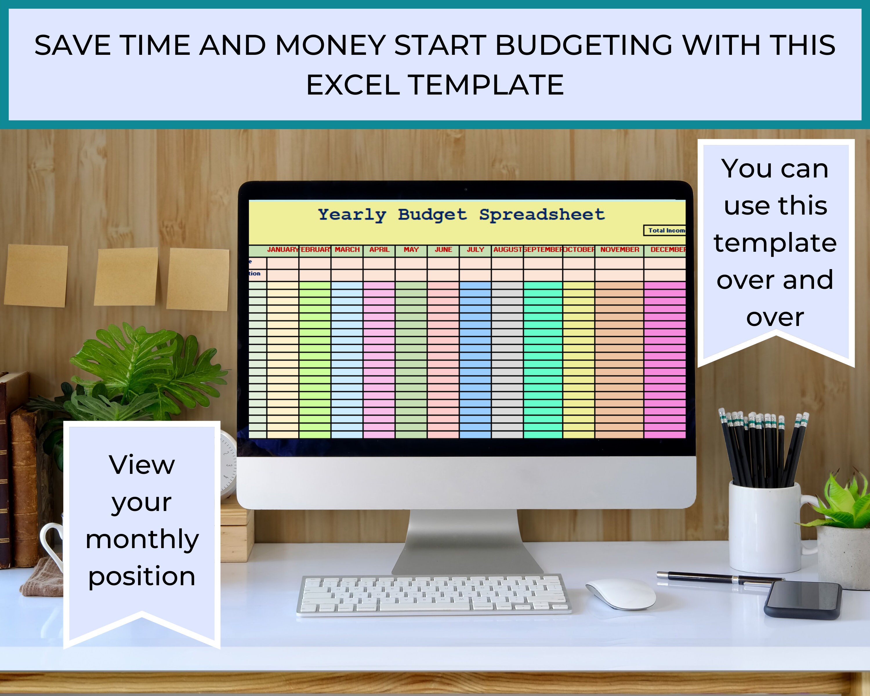 Customizable Yearly Budget Spreadsheet | Annual Budget Planner Excel ...