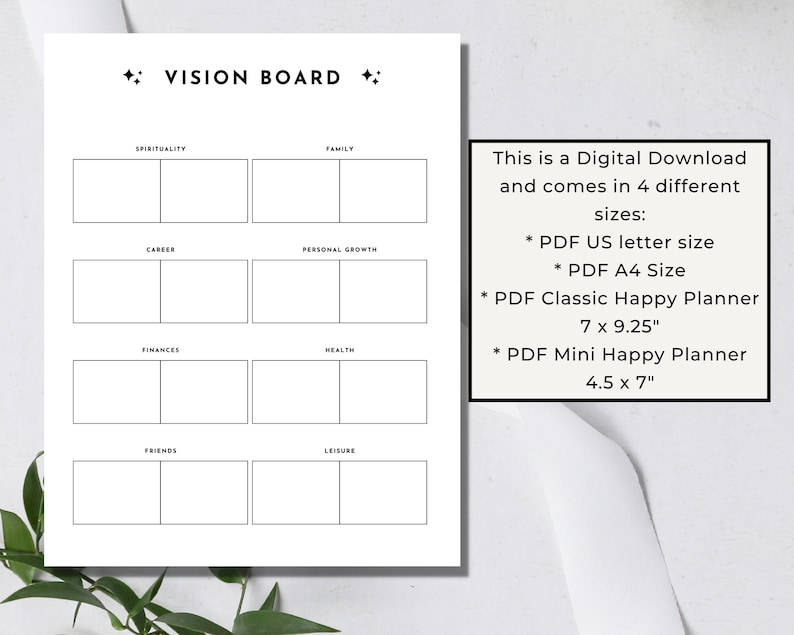 Vision Board Template: Goal Setting Printable (PDF Digital Download) - Etsy