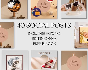 BOHO Social Media Post Templates, Beautiful Stories, 40 Instant Download Canva Social Templates, Instagram Post and Pinterest Templates