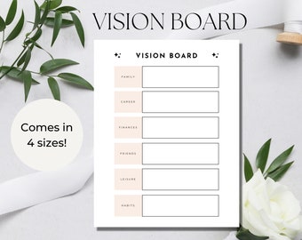 Printable Vision Board, Goal Planner for Goodnotes, Vision Board Printable, Focus Board Printable, Vision Board PDF, Minimalist Vision Board