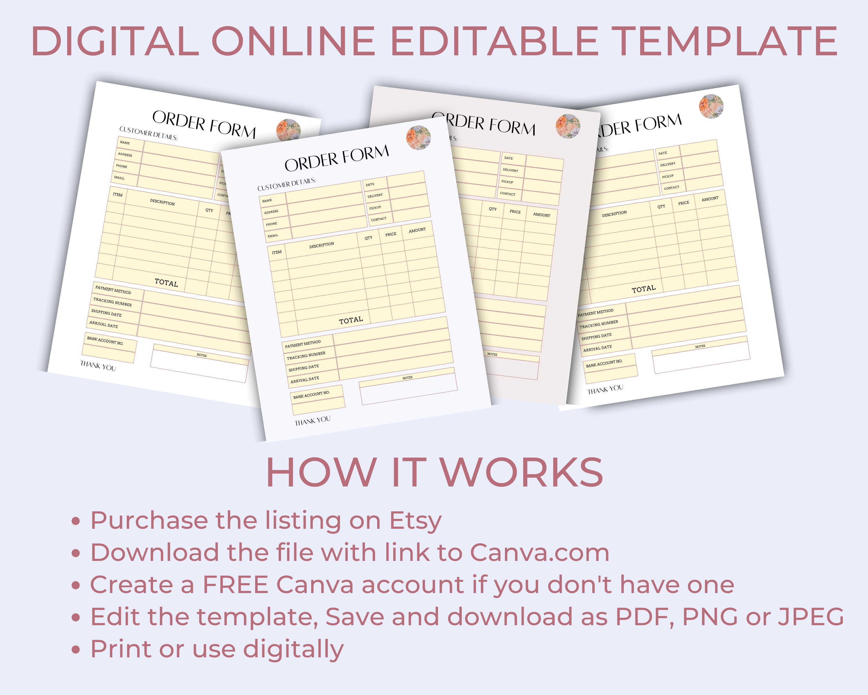 Editable Invoice Order Form Template: Professional Small Business Sales ...