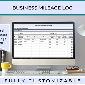 Business Mileage Excel Log for Small Business, Driving Mileage Tracker, Work Mileage Template Business Expense Tracker, Excel Spreadsheet,