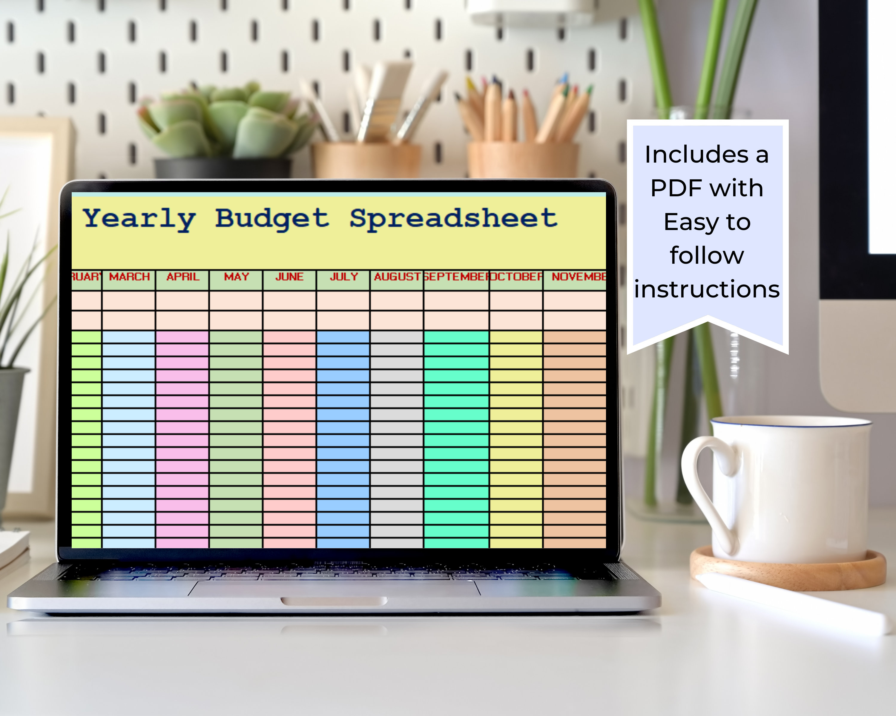 Customizable Yearly Budget Spreadsheet | Annual Budget Planner Excel ...