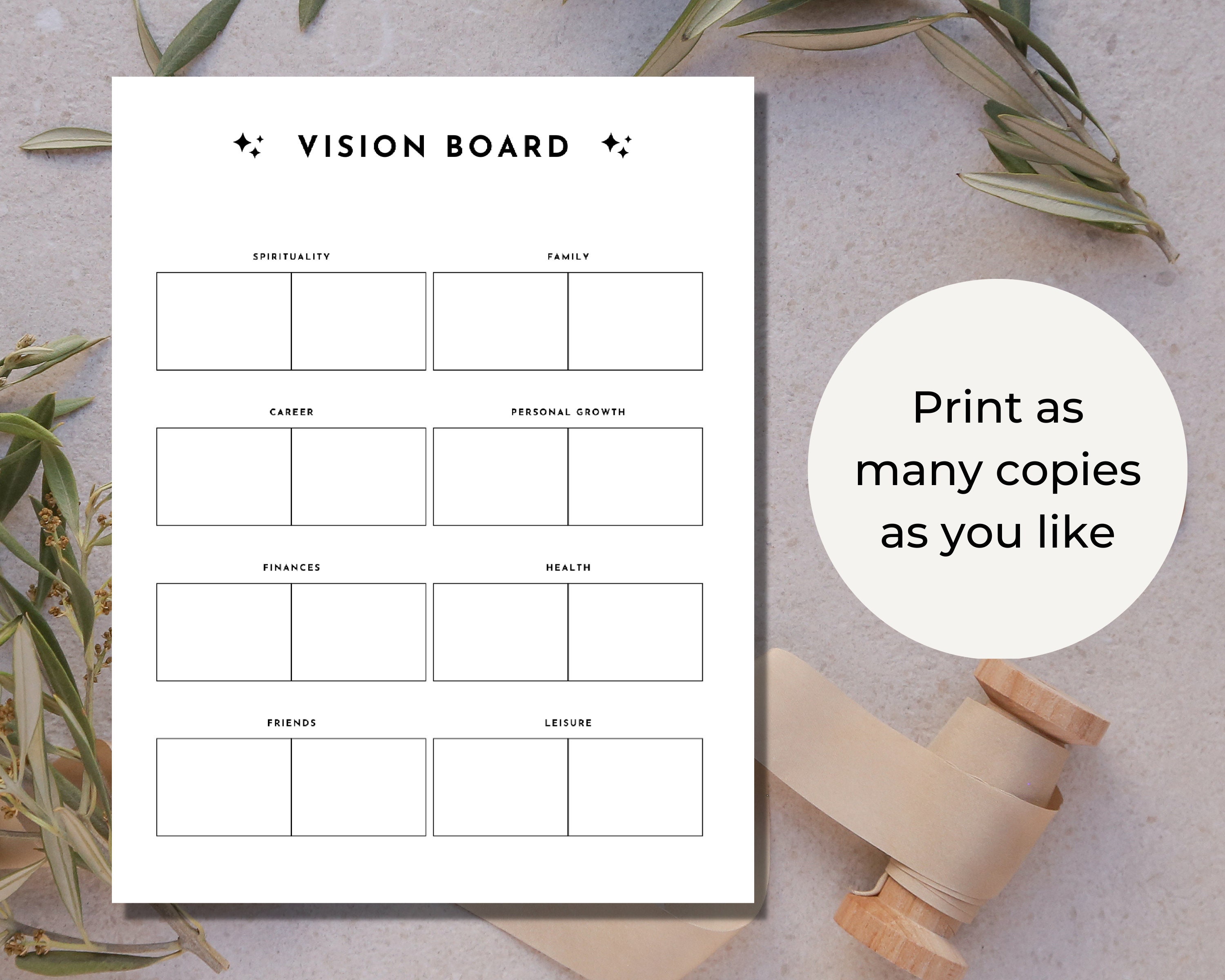 Focus Board Printable, Printable Vision Board, Goal Planner for ...