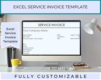 Small Business Service Invoice Excel Template, Digital Small Business Service Invoice, Editable Service Invoice, Custom Service Invoice