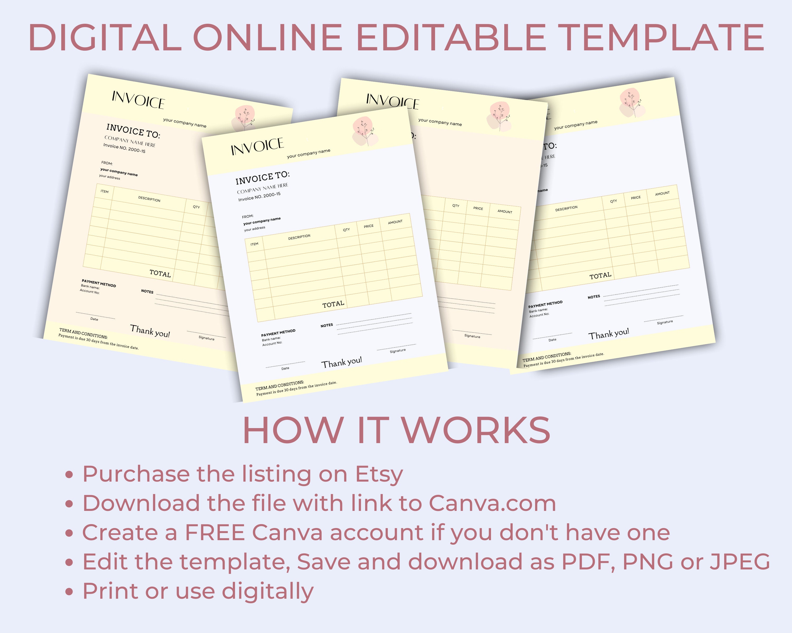 Printable Small Business Invoice Template, Invoice Canva Editable ...