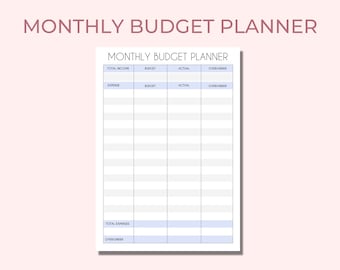 Monthly Budget Planner  Finance Template  Budget Template  A4 and US Letter Budget Planner Planner for Goodnotes Classic and Mini Planner