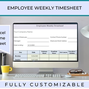 Employee Timesheet on Excel ,Flexible Editable Time Sheet, Small Business Excel Weekly Timesheet Easy to Time Sheet on Excel