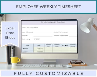 Employee Excel Timesheet  Editable Timesheet  Excel Weekly Timesheet Time Card  Time Sheet  Weekly Work Task Log