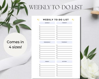 Weekly To-Do List Planner for Goodnotes, To-Do List Insert A4, US, Classic and Mini Planner Sizes, To-Do List for iPad, Minimalistic Planner