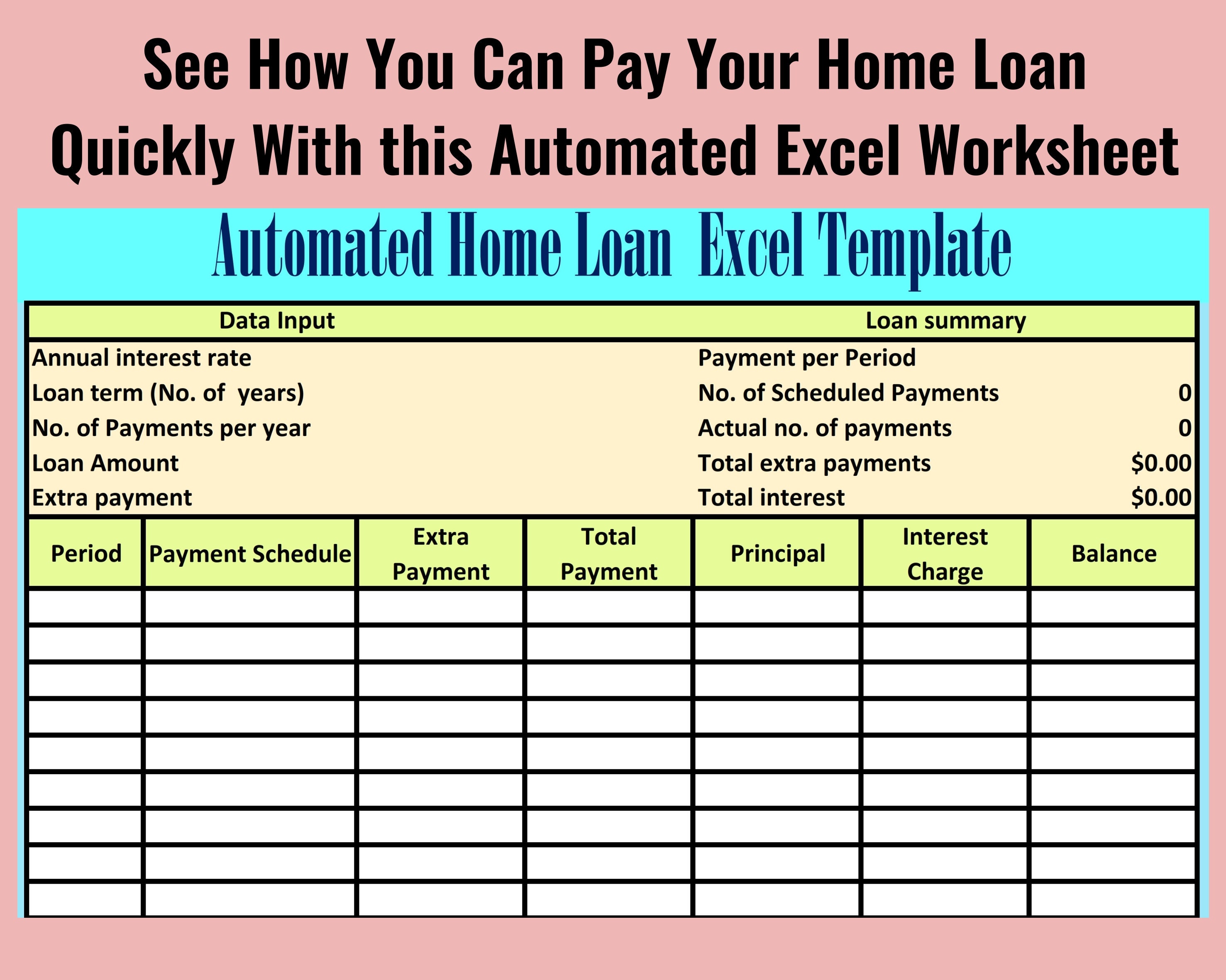 Home Loan Repayment Template Loan Repayment Tracker Loan Etsy