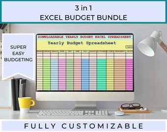 Paquete de plantillas de presupuesto en Excel 3 en 1, hojas de cálculo personalizables (descarga digital)