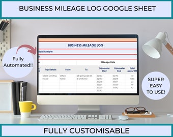 Business Mileage Log Google Sheet, Driving Mileage Tracker, Business Expense Tracker, Google Sheet, Work Mileage Google Sheet Template