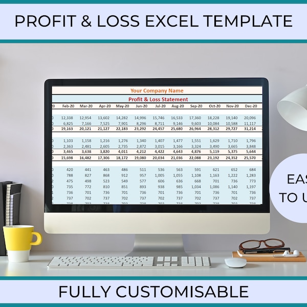 Small Business Profit and Loss Excel Template, Easy to use Digital Profit and Loss Template, Small Business Finance Editable Spreadsheet