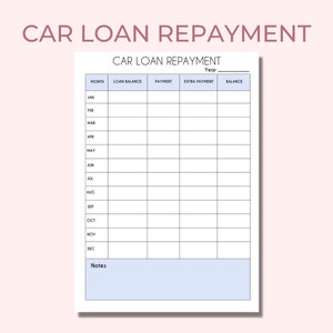 Car Loan Repayment Template Car Debt Off Loan Planner Insert Goodnotes, A4, US Letter and Happy Planner Sizes Instant Download