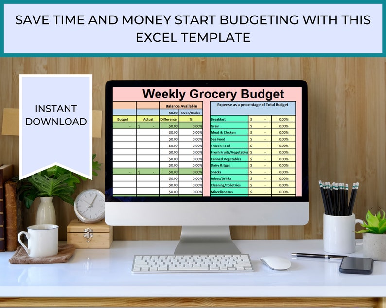 Weekly Grocery Budget, Take Control of Your Spending, Automated Easy Excel Spreadsheet, Save Money on Your Groceries, Weekly Grocery Planner image 5