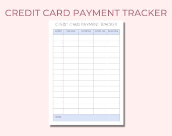 Printable Credit Card Payment Tracker | Debt Payoff Planner | Bill Payment Log | Finance Organizer | Instant Download
