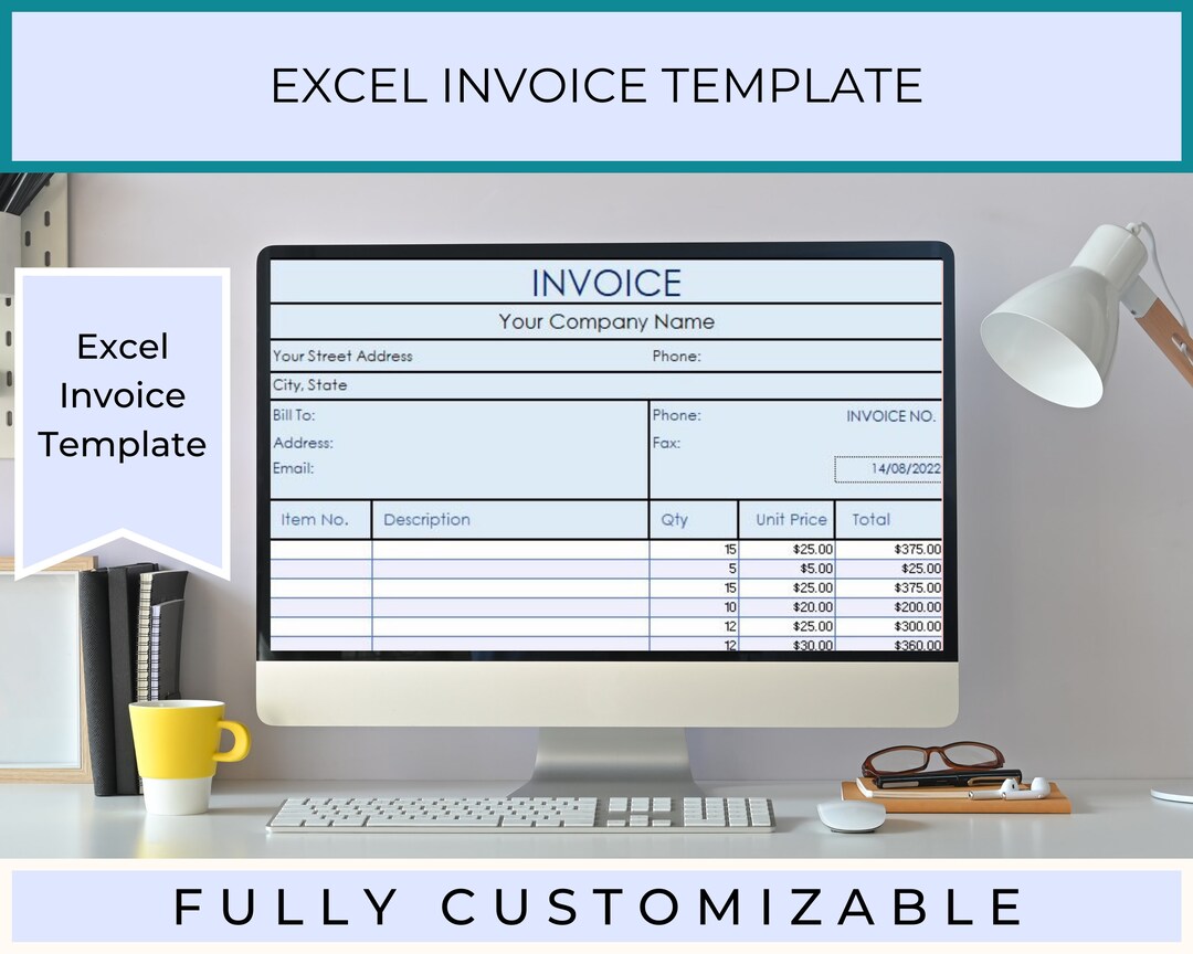 Invoice Escel Template Customizable Excel Invoice Template to Create Professional Invoices ...