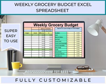 Track grocery spending with this customizable Excel budget template. Plan weekly shopping, reduce expenses, and save money effortlessly.