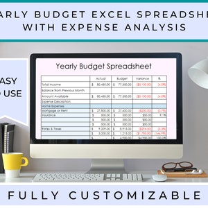 Ultimate Yearly Budget Template Annual Budget Spreadsheet Budget Tracker, Yearly Budget Excel Spreadsheet With Charts,