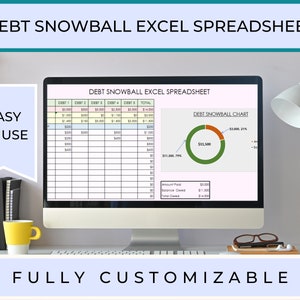 Debt Snowball Excel Spreadsheet, Quick Debt Relief, Debt Payoff Tracker, Debt Snowball Calculator with Progress Chart, Instant Download,