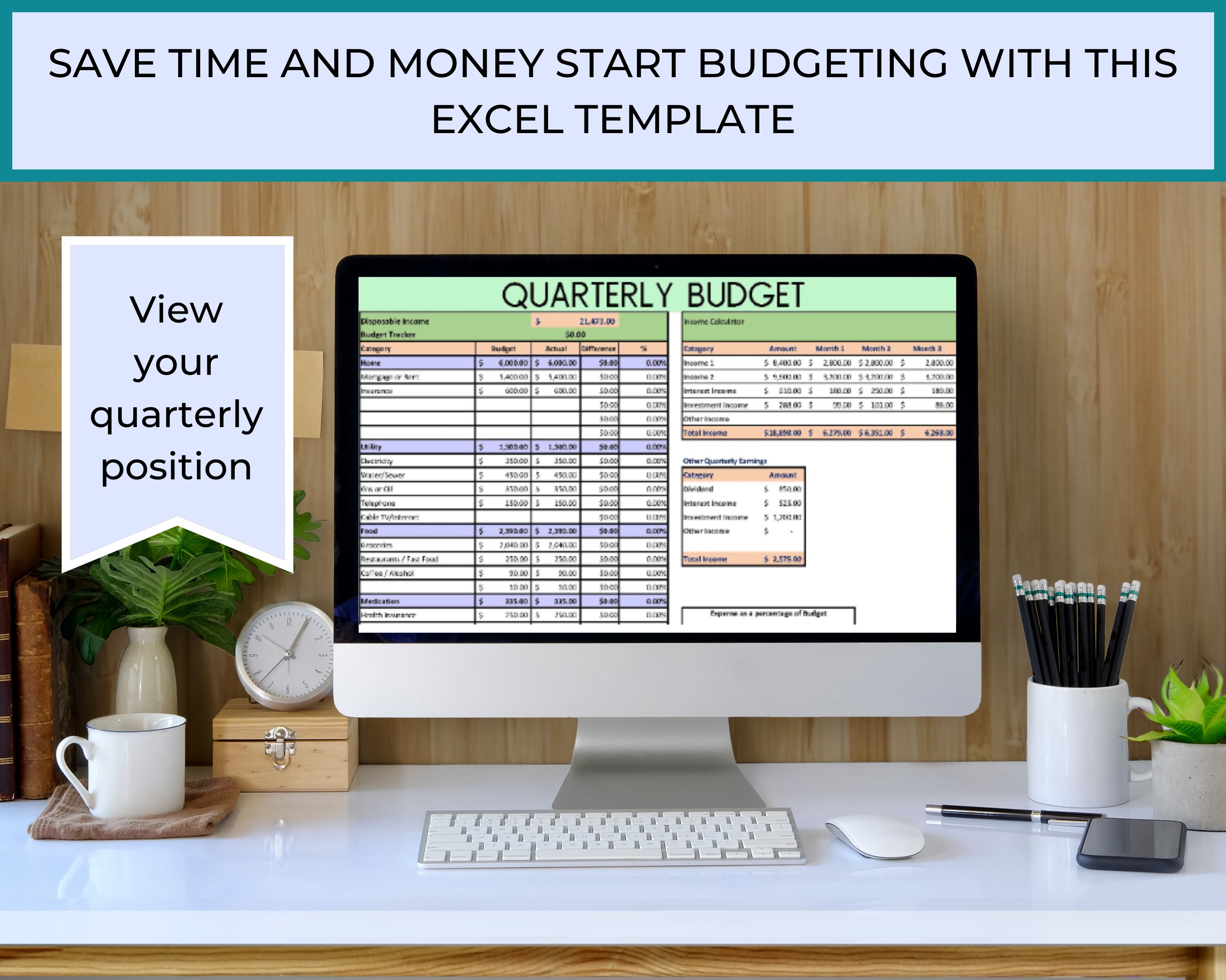 Quarterly Household Budget Tracker, Quarterly Budget Template, Excel ...
