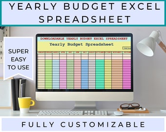 Customizable Yearly Budget Excel Spreadsheet (Digital Download)