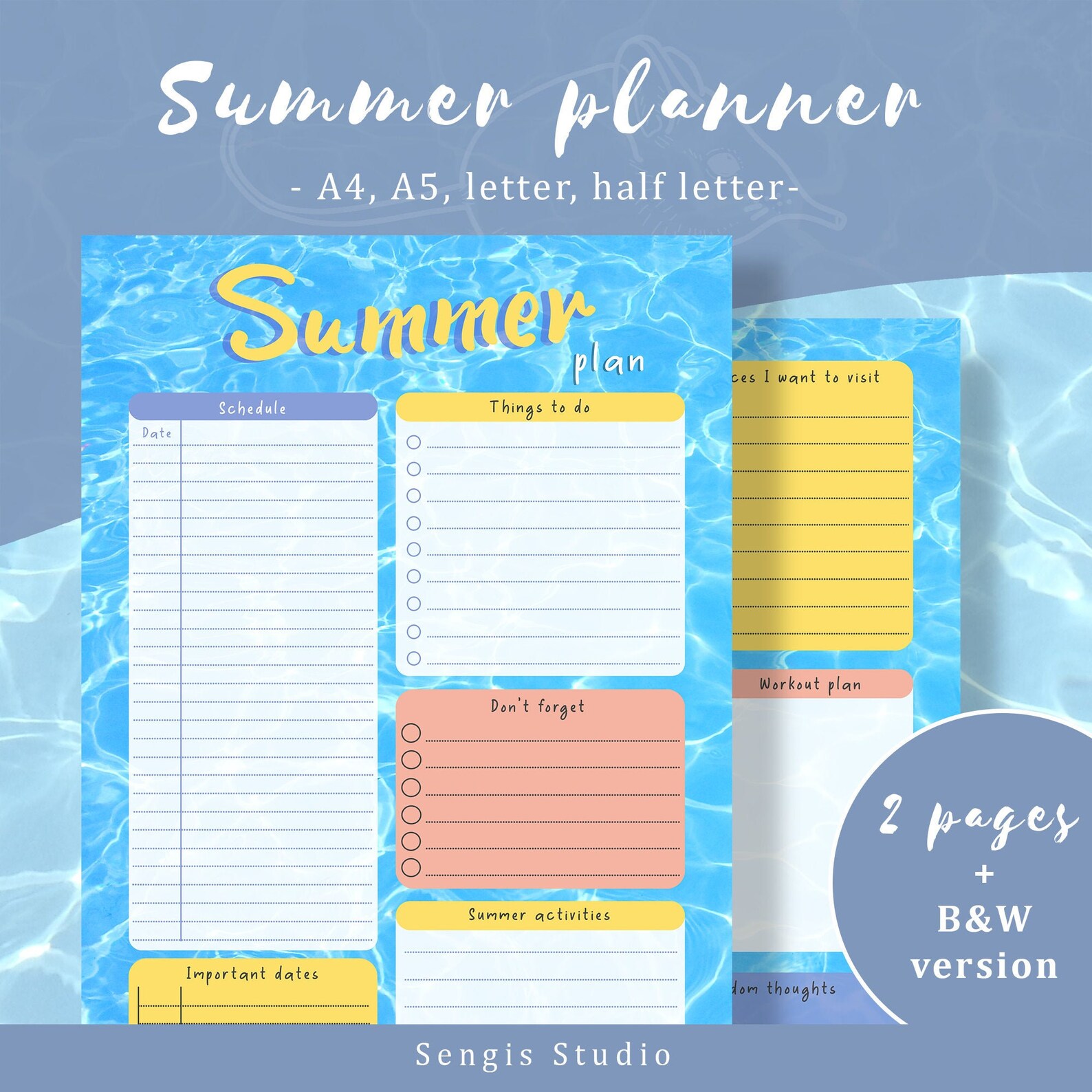 Summer Planner Printable Template Printable PDF Template Etsy