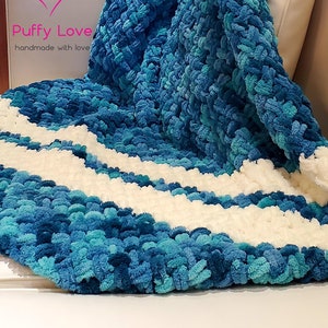 Turquoise Hand Knitted Chunky Blanket Etsy
