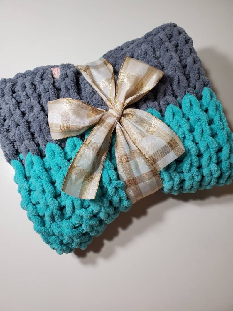 Chunky Knit Blanket Hand Knit Blanket Turquoise Chunky Knit Christmas