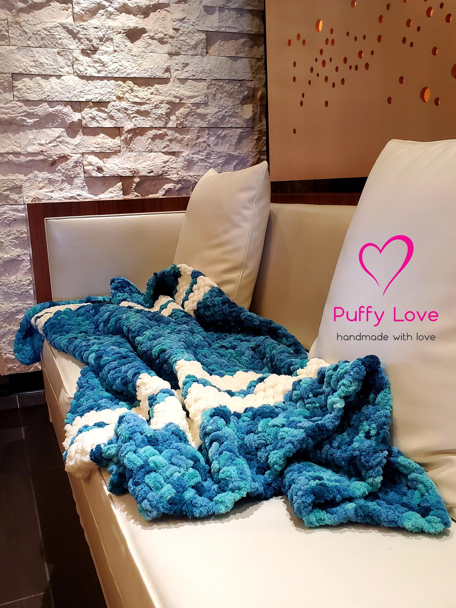 Chunky Knit Blanket Bed Cover Blanket Turquoise Chunky Blanket Hand Knit Blanket Large Throw