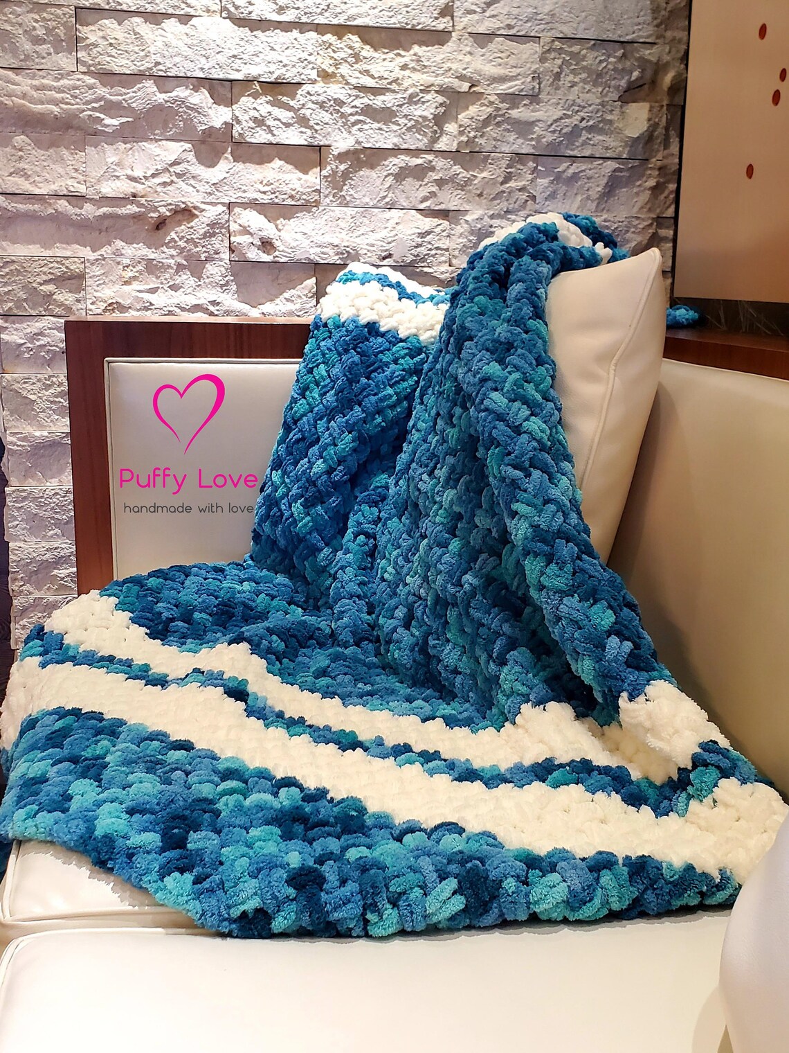 Chunky Knit Blanket Bed Cover Blanket Turquoise Chunky Blanket Hand