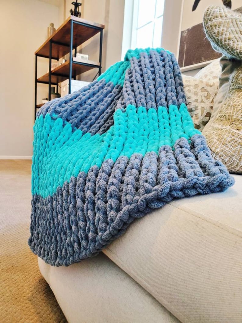 Handknit Blanket Chunky Knit Blanket Weighted Lap Blanket Chunky Knit