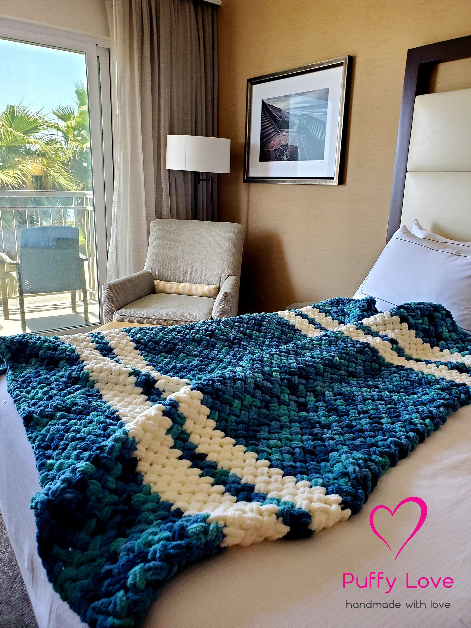 Chunky Knit Blanket Bed Cover Blanket Turquoise Chunky Blanket Hand