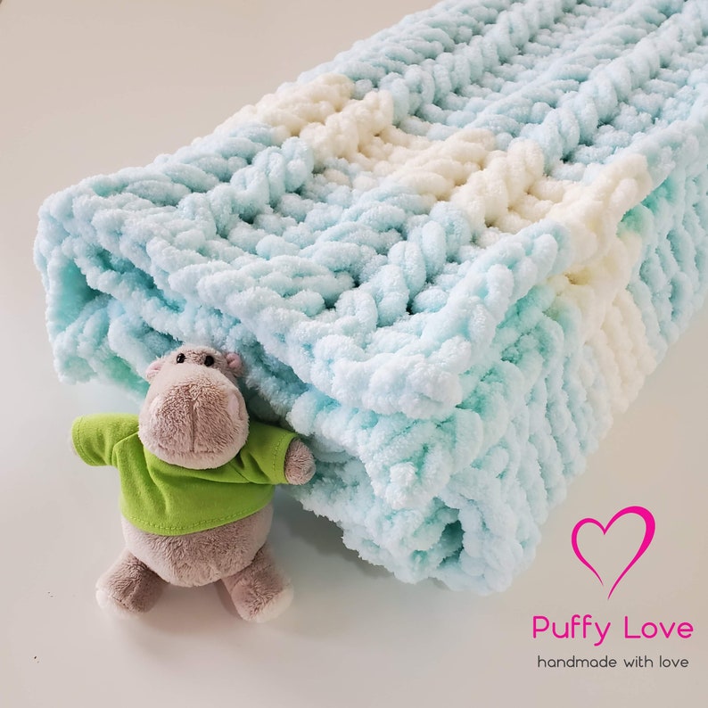 Handknit Baby Blanket Newborn Gift Crochet Chunky Throw Etsy