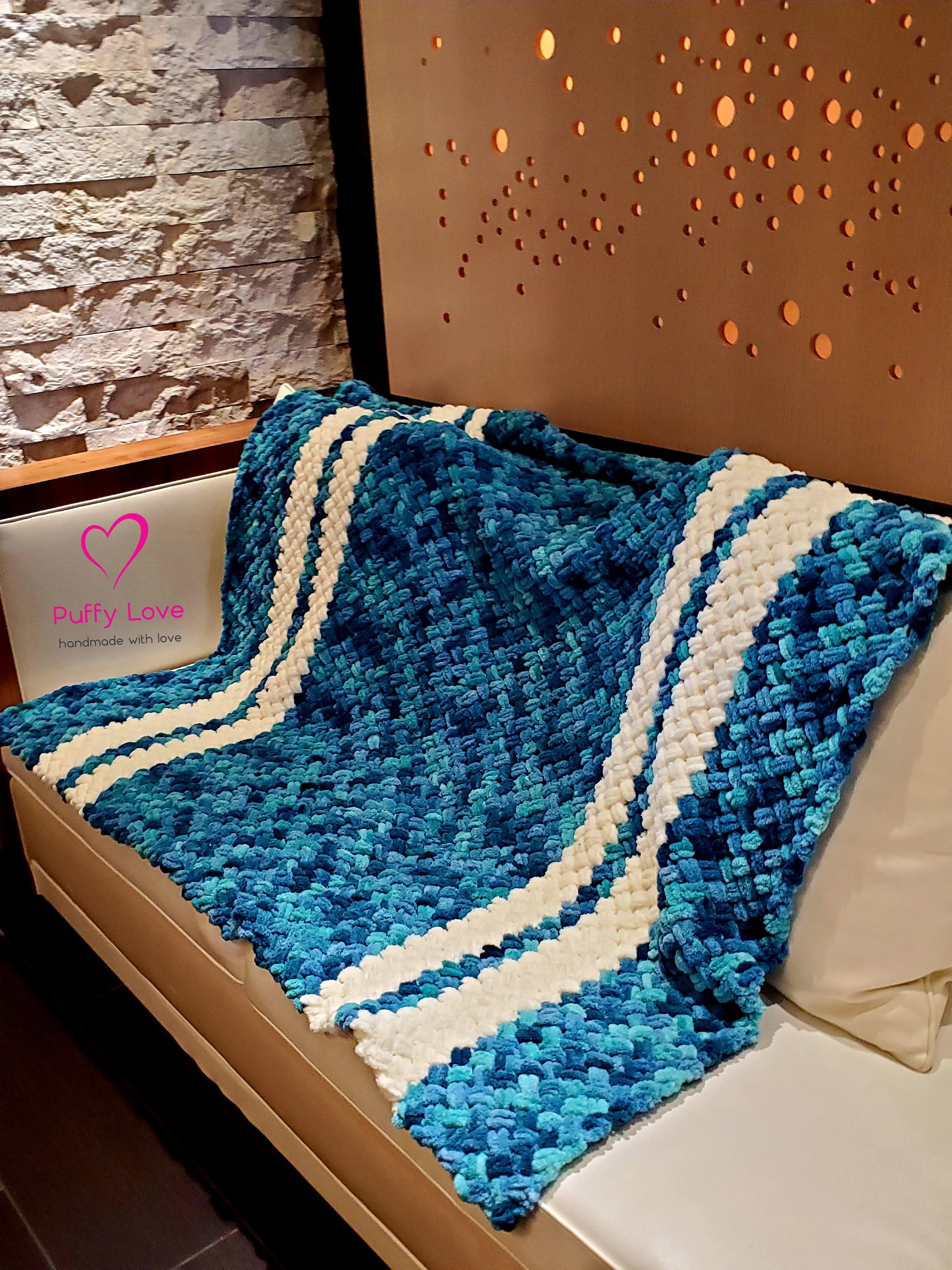 Chunky Knit Blanket Bed Cover Blanket Turquoise Chunky Blanket Hand