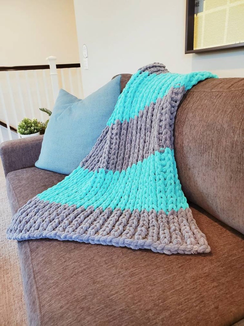 Handknit Blanket Chunky Knit Blanket Weighted Lap Blanket Chunky Knit