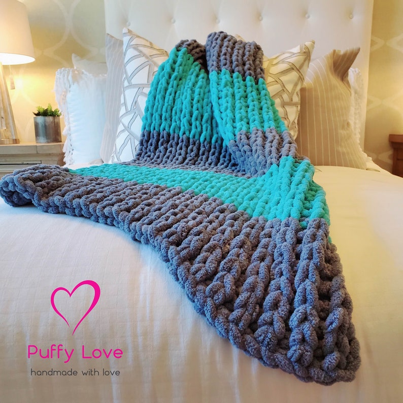 Chunky Knit Blanket Chunky Knitted Lap Throw Handknit Etsy