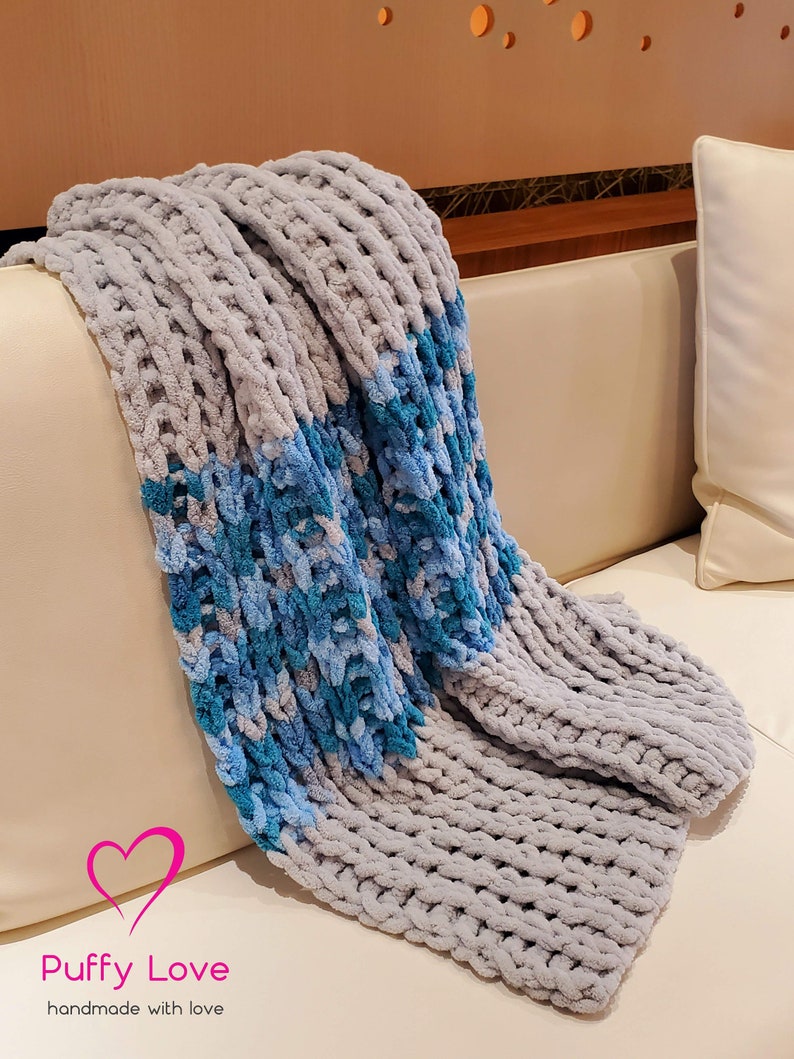 Baby boy blue blanket Handmade blue blanket Knitted blue Etsy