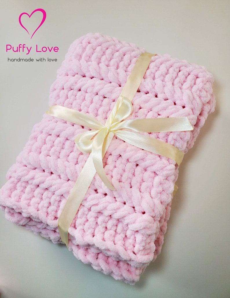 Handknit Baby Blanket Newborn Gift Crochet Chunky Throw Etsy