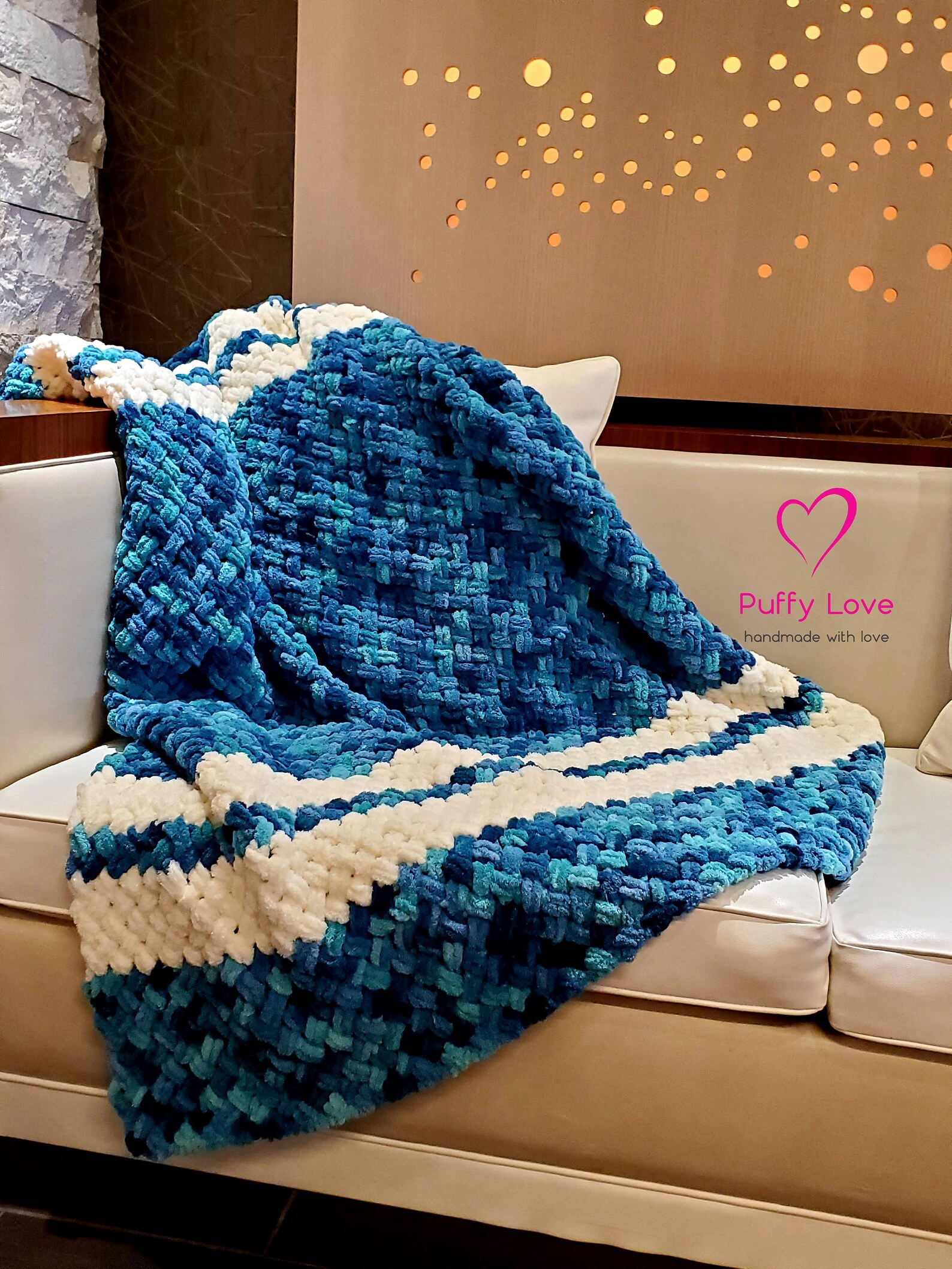 Chunky Knit Blanket Bed Cover Blanket Turquoise Chunky Blanket Hand Knit Blanket Large Throw