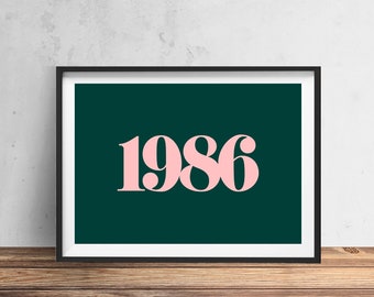Custom Year Typography Wall Art Print, Personalised Valentine's Gift For Him, For Her, Personalised Year Print, Unframed A5 A4 A3 Poster