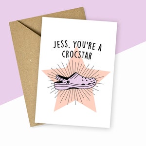 Tarjeta de cumpleaños personalizada de Crocs, eres una tarjeta Crocstar, tarjeta de cumpleaños divertida 2022, tarjeta de Crocs divertida, tarjeta de cumpleaños de zapatos Crocs, para él ella