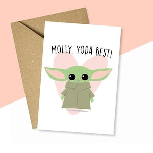 Cartão personalizado Baby Yoda, Yoda Best Card, Cartão fofo e engraçado Baby Yoda, Cartão de aniversário personalizado fofo, Aniversário de abril e maio, Cartão Star Wars