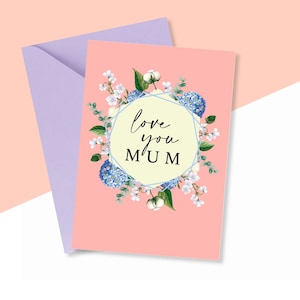 Love You Mum Mother&#39;s Day Card, Cute Mother&#39;s Day Card, Handmade Mother&#39;s Day Card, Flower Card For Mum, For Her, From Daughter, From Son